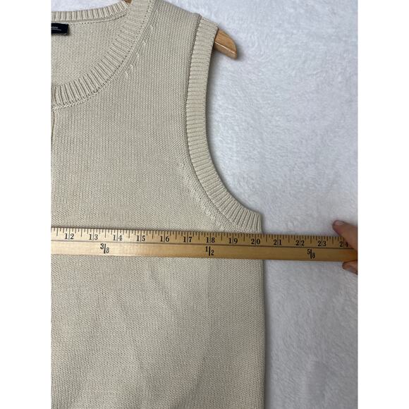 GAP Cropped Sleeveless Button Down Cardigan Sweater Vest Cream sz L Cottagecore - Picture 7 of 8